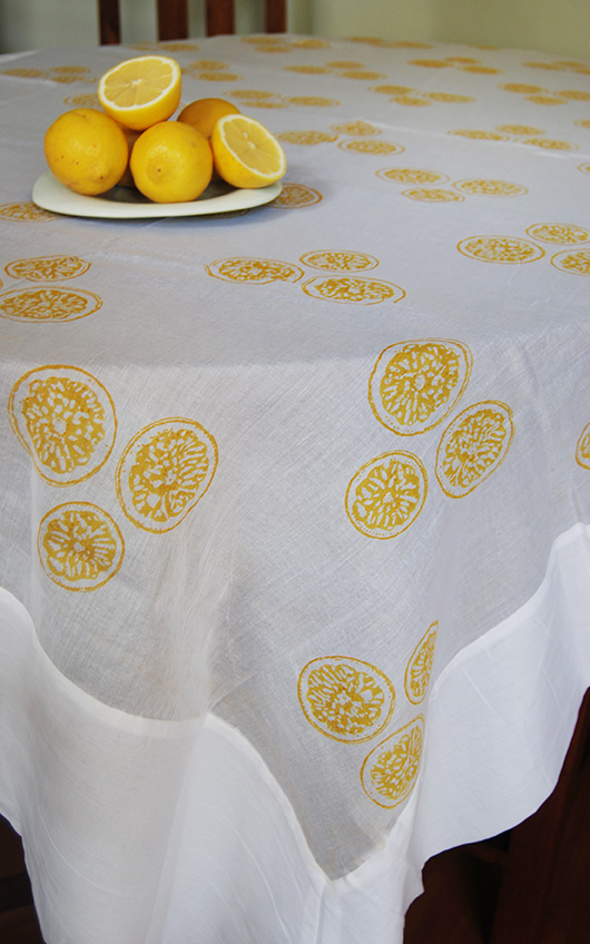 cotton organdie tablecloth lemon